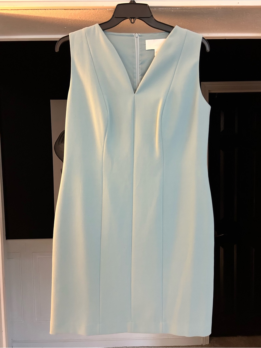 Boss Sleeveless V-Neck Shift Dress in Pale Blue